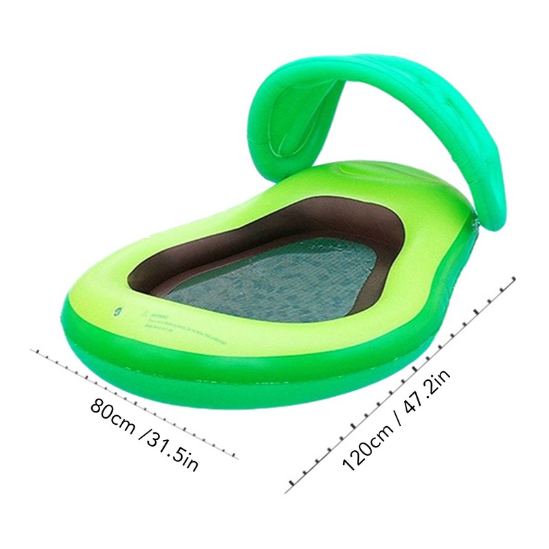 Inflatable Pool Lounger PVC Avocado Modeling with Sunshade Net Pool