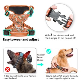Timos Dog Harness, No Pull Dogs Harness 3 Snap Buckles Adjustable Reflective No Choke Pet Vest for Small Dog with Soft Padded Control Training Handle for Outdoor Training,Flower Orange, S