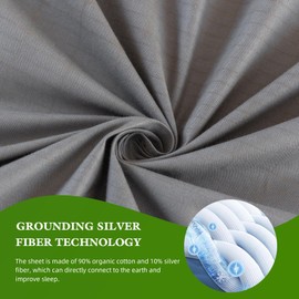 Jessrydo Grounding Sheets Full Size 90% Organic Cotton + 10% Pure Silver 16" Deep Pocket Fitted Sheet Full Earth Connecting Grounded Bed Sheet for Improved Sleep & Wellness (Gray, Full)