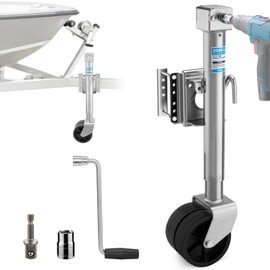 Kohree 2000 lbs Trailer Jack with Dual Wheel, 20-24V Cordless Drill Compatible, Heavy Duty Bolt on Trailer Tongue Jack for RV, Boat, Sliver, 12" Lift