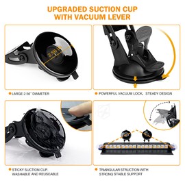 Xprite 16 LED Windshield Dash Strobe Light Bar Aluminum w/Suction Cups, Deck Visor Window Flashing Hazard Warning Lights for Emergency POV Vehicles Volunteer Firefighter Trucks Traffic Light - Red