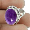 Natural Amethyst Purple Gemstone Oval Ring, Solid 925 Sterling Silver