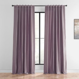 HPD Half Price Drapes Room Darkening Curtains for Bedroom Vintage Textured Faux Dupioni Silk Curtains for Living Room (1 Panel), 50 X 120, Smokey Plum