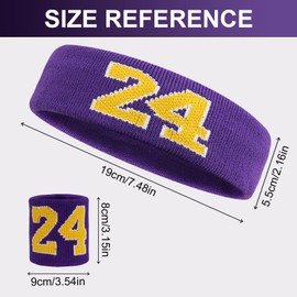 Xohairp Sweatbands Set for Men Women, Athletic Headband Wristbands Set, Absorbing Wrist Sweatband Headbands, Sports Sweat Bands for Basketball, Baseball, Tennis, Soccer Yoga, Gym（Purple）