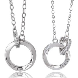 felicitations BR-J066 Pair Necklace, Couples Gift, Stainless Steel, Jewelry, Necklace, Men's, Women's, Set of 2, Stainless Steel, Zirconia, Sterling Silver, Cubic Zirconia