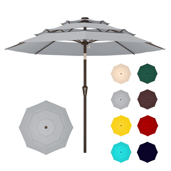 9ft 3-Tier Large Outdoor Patio Umbrella Market Table Umbrella-UV Resistant,Easy