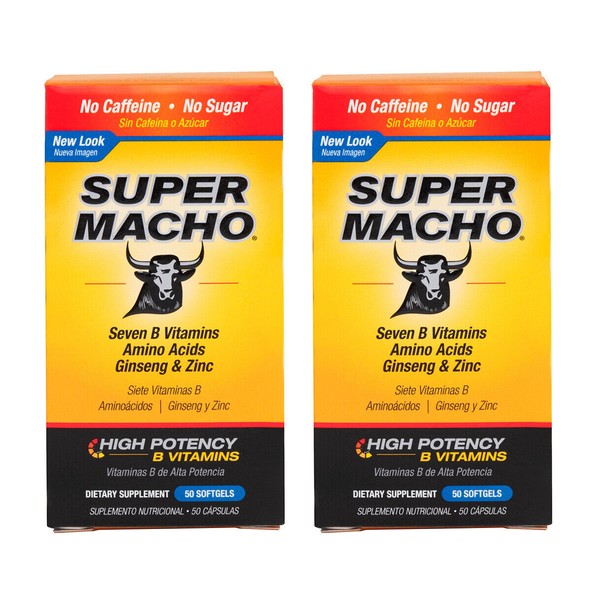 Super Macho Dietary Supplement 50 Softgels / Made in USA (2 PACK)    Exp 8/ 2025