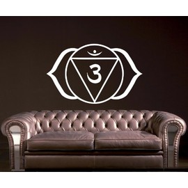Wall Vinyl Decals Third Eye Chakra Religion Faith Symbol Om Yoga Indian Buddhism Buddha Sticker Art Home Modern Stylish Interior Decor for Any Room Housewares Murals Design Window Graphic Bedroom Living Room (5267)