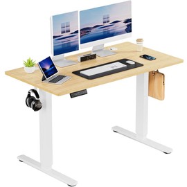 SweetFurniture S -  Electric Standing Desk with Memory Preset, Ergonomic Height Adjustable Table with T-Shaped Metal Bracket Modern Workstations - Color: Oak, Size: 48 *24