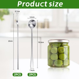 SANTUO 4 Pcs Pickle Kit - 7.3 Inch Olive Spoon & Pickle Fork - Stainless Steel Olive Spoon and Pickle Fork for Olive, Cucumber and Arugula Jars