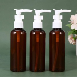 Frcolor Pump Bottles, Set of 10, Pump Bottles, 100ml Blackout Refill Bottles, Plastic Cleansing Oil and Shampoo Bottles (Brown)