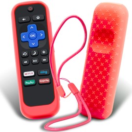Case for Roku Remote, Cover for Hisense/TCL Roku TV Steaming Stick/Express Universal Replacement Controller Silicone Sleeve Skin with Lanyard Red