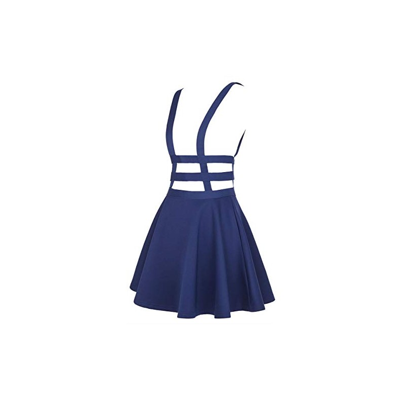 EXCHIC Minifalda Plisada con Tirantes para Mujer, Azul Marino, XL