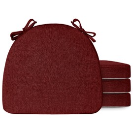 Chair Cushions for Dining Chairs Removeable Washable Cover Chair Pads for Kitchen Decor Indoor Dining Room Patio Chairs Home Collection 17"x16" Set of 4 Wine Red U Shaped Seat Cushion with Ties