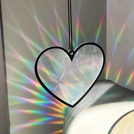 Colorful Suncatcher Rainbow Maker Prism Heart Shape Acrylic Pendant for Window Hanging Home Garden Party Wedding Ornament Gift