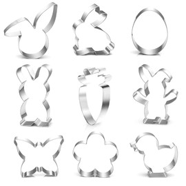 Ausstecher Ostern, 9 Stück Plätzchen Ausstechformen Ostern, Keksausstecher Ostern, Ostern Ausstecher Set, Osterplätzchen für Backen, Hase, Schmetterling, Ei