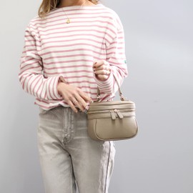 Gusio Basic 121073 2-Way Vanity Mini Shoulder Bag, High Visibility, Elegance, Handbag, Shoulder Box, Cute, Ladies', beige