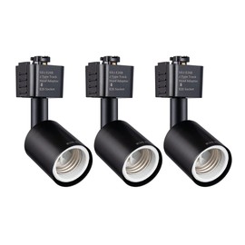 mirrea J Type Track Lighting Head to E26 Medium Screw Base Adapter Light Direction Adjustable Pack of 3 (Black)