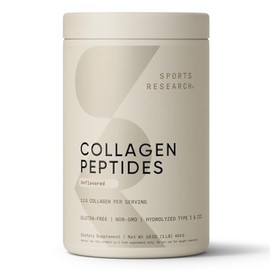 Sports Research Colágeno Hidrolizado en Polvo Sin Sabor Tipo 1 y 3, 454 g | Ingrediente único, sin rellenos ni saborizantes añadidos; se disuelve en café, batidos o agua; apto keto y paleo, Non-GMO