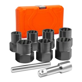 9PCS Bolt Extractor Kit Heavy Duty, 1/2" Drive Impact Lug Nut Remover Tool, Nut Extractor Set Large Size 17-27mm For Removing Stripped, Damaged, Rounded off and Rusted Nuts, Bolts, Studs