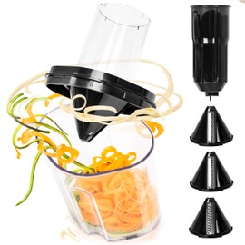 ACCESSORY ONLY - Duronic Vegetable Spiraliser HBS35, 3 Blade Sizes For HB35 Hand Blender, 1.4L Capacity, Lightweight Compact Ideal for Veggie Pasta, Zucchini, and Carrot Spaghetti
