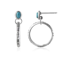 Turquoise studs Earrings for Women, with Sterling Silver Boho Circle Dangle Hoop Earrings, Western Vintage Style Jewelry