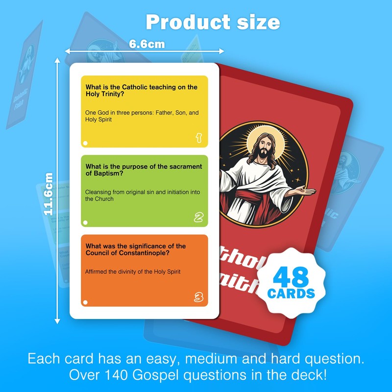 ZZBUY Catholic Bible Trivia Game Cards, Catholic Faith Game for