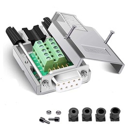 PENGLIN DB9 Female Solderless Metal Housing 9 Pin RS232 D-SUB Serial Adapter