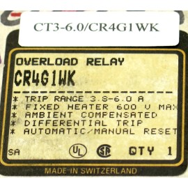 GE CR4G1WK Overload Relay Manual Reset 3.8-6.0 A Range