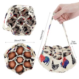Egg Bags, Mini Egg Collecting Basket with 7 Pouches, Gathering Basket for Farmhouse Chicken Hen Duck Goose, Egg Holder Housewife Garden Transporting Storage, Canvas Egg Bags for Fresh Eggs