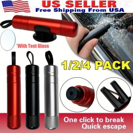 Unbranded Car Safety Hammer Window Glass Breaker Seat Belt Emergency Escape Cutter Tool - 1* Red, With Test Glass, 1 PC