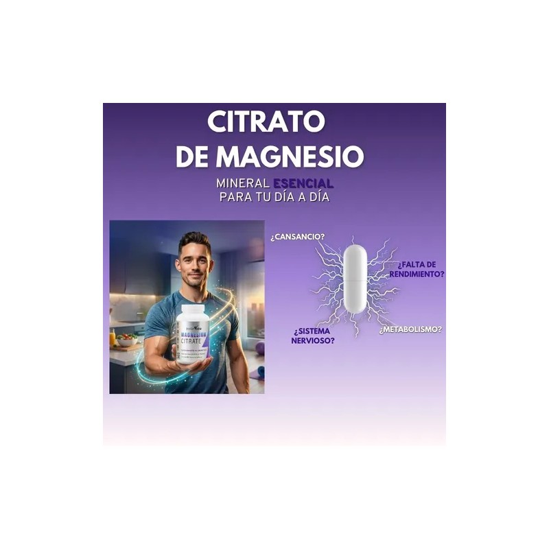 Citrato De Magnesio, 180 Cápsulas 500 Mg, Sin Azúcar, Keto