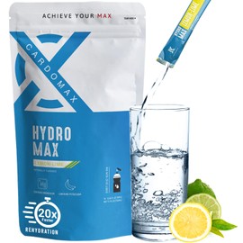 CARDOMAX Hydration Packets Electrolyte Drink Mix - HydroMax Liquid Water Electrolyte Packets, Zero Calories, Sugar-Free, Keto-Friendly - 15 Single Serve Electrolyte Water Sticks (Lemon Lime Flavor)