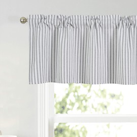 Annlaite Stripes Textured Drapes Stripe Pattern Valance Curtains Light Reducing Window for Living Room/Bedroom/Kitchen Rod Pocket Valance 52 by 18 Inch Gray