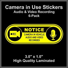 Unbranded Camera in Car Recording Video 6-Pack Decals Yellow & Black 3.0" x 1.0" for Uber