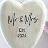 Mr & Mrs Est 2024 Solid Wood Tree Xmas Decoration.