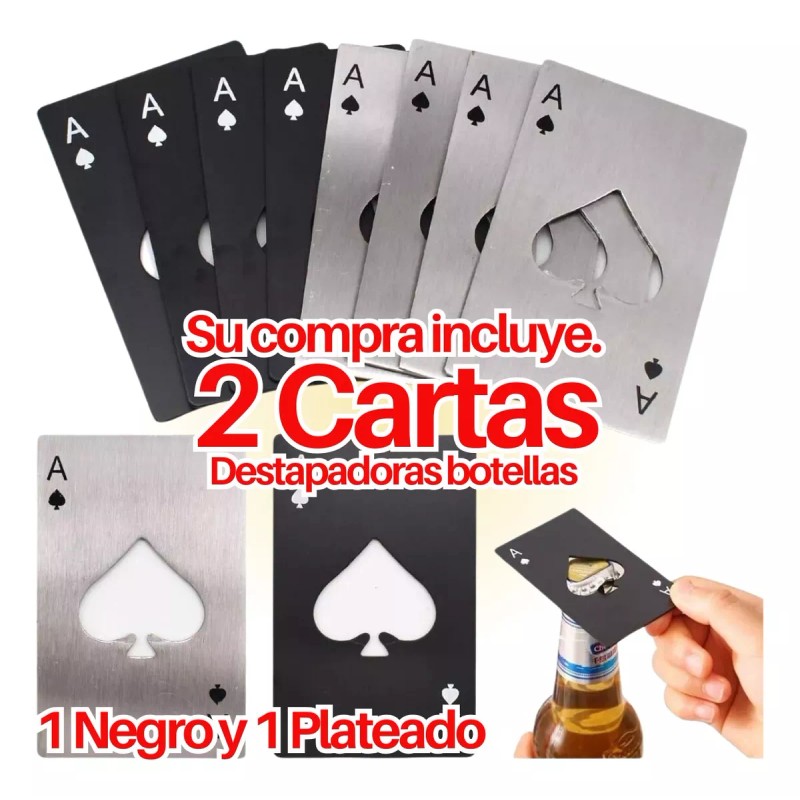 Mafab Tarjeta Destapador Botellas Carta Pokar Acero Inoxidable