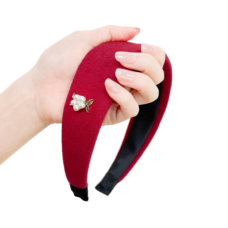 (5 types) Burnaby Wide Soft Pearl Flower Hairband Wide Headband