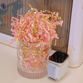 GoooodGift - 3 oz - Gold & Pink - Crinkle Cut Paper Shred Filler for Gift Wrapping, Gift Box Stuffing Birthdays, Basket Filling Mother's Day Christmas