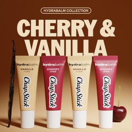 ChapStick HydraBalm Flavored Lip Balm Tubes, Cherry & Vanilla with Jojoba Oil & Shea Butter, 24 Hr Moisture, Hydrating for Dry, Chapped Lips, 4-Count 