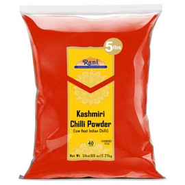 Rani Kashmiri Chilli Powder (Deggi Mirch, Low Heat) Ground Indian Spice 80oz (5lbs) 2.27kg Bulk ~ All Natural | Salt-Free | Vegan | No Colors | Gluten Friendly | NON-GMO | Kosher | Indian Origin
