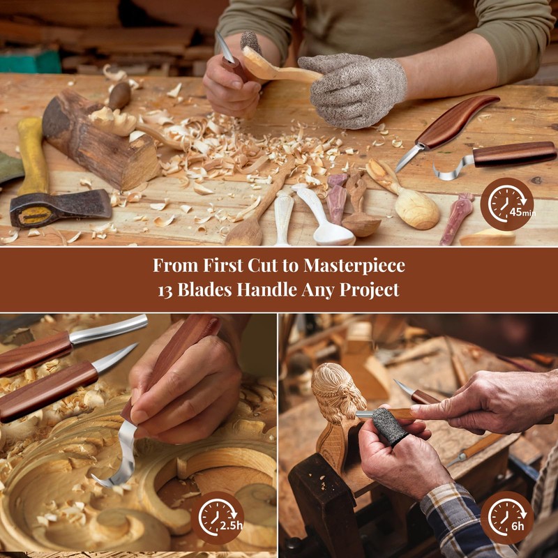 COZYGIFT Whittling Kit for Adult Beginners, 29Pc Wood Carving Tools