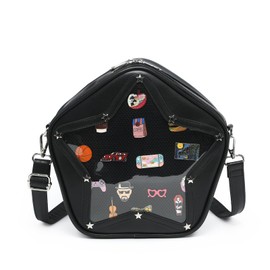 CHERRY SAUCE Kawaii Star Backpack PU Leather Ita Bag Y2k Shoulder Crossbody Bag Aesthetic Cute Backpack Pin Display
