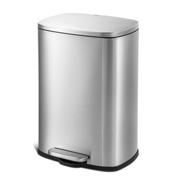Qualiazero 13.2 Gallon Stainless Steel Step Trashcan with Removable Leakproof Inner Bucket Bin for Kitchen and Office - Color: Stainless Steel