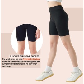 HayFeel Girls Bike Shorts-8" Spandex Soft High Waisted Athletic Dance Gymnastics Volleyball Biker Shorts for Girls 6-14Years