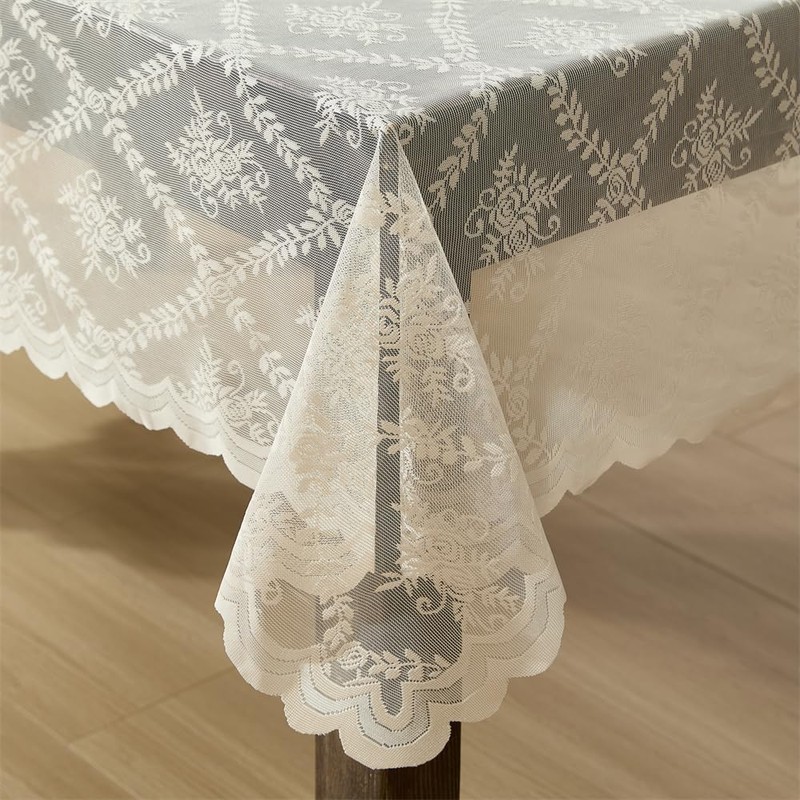 HLC.ME Isabella Floral Lace Tablecloth, Lace Fabric Table Cloth for