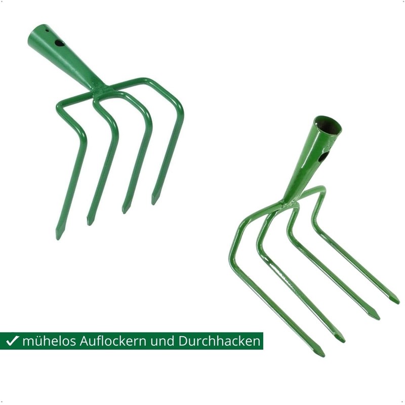 Rekord Potato Hoe (Steel, Powder-Coated) without Handle, with 4 Prongs,