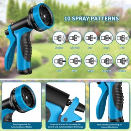 Stainless Steel 75FT Garden Hose with 10 Functions, Adjustable Spray Nozzle, Flexible Durable No Kink Leak Dog Proof Metal Water Hose for Yard Lawn