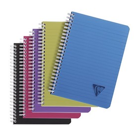 Clairefontaine Linicolor Intensive 329546C Exercise Book with Double Spiral Notebook DIN A5 90 Sheets 90 g Lined Cover Made of Grooved Polypropylene Assorted Colours Pack of 1