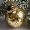 Aurora Christmas Glass Crackle Ball Christmas Bauble, Gold, 3"